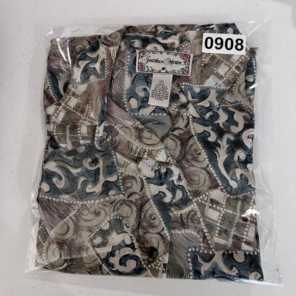 Jonathan Martin Womens S 100% Silk Button Up Blouse Abstract Print Southwestern - Picture 15 of 15